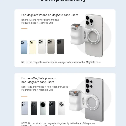 Main_05 TELESIN Fun Shot Magnetic Camera Grip 2 - Ergonomic Bluetooth Smartphone Shutter Handle with Detachable Remote & 1/4" Tripod Mount for iPhone & Android