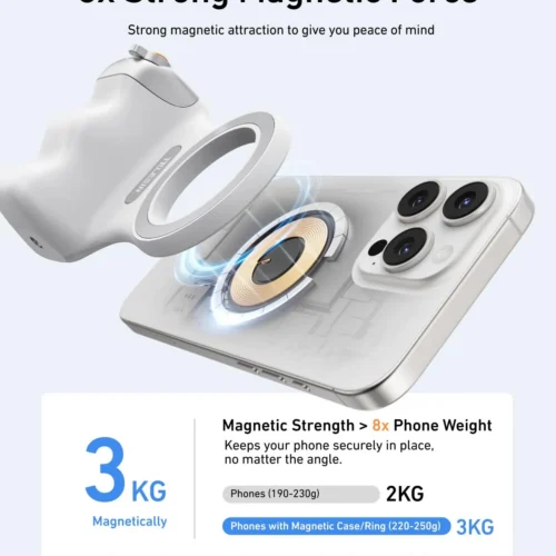 Main_04 TELESIN Fun Shot Magnetic Camera Grip 2 - Ergonomic Bluetooth Smartphone Shutter Handle with Detachable Remote & 1/4" Tripod Mount for iPhone & Android