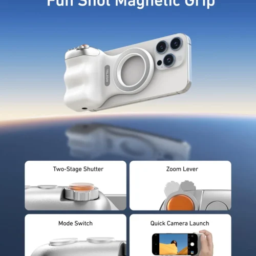 Main_02 TELESIN Fun Shot Magnetic Camera Grip 2 - Ergonomic Bluetooth Smartphone Shutter Handle with Detachable Remote & 1/4" Tripod Mount for iPhone & Android