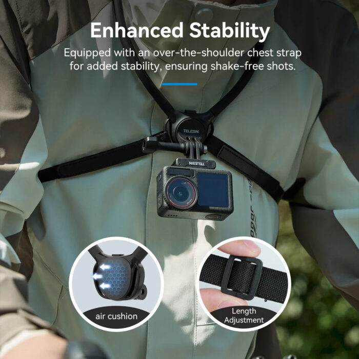 TELESIN Neck Holder Mount SE 2.0 - 2-in-1 POV Neck Strap with Air Cushion & Chest Stabilizer - Quick-Switch Horizontal/Vertical for GoPro, DJI & Smartphones - Image 4