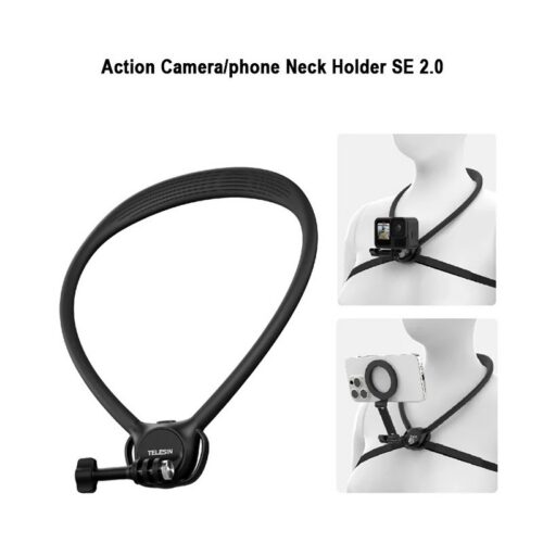 1 TELESIN Neck Holder Mount SE 2.0 - 2-in-1 POV Neck Strap with Air Cushion & Chest Stabilizer - Quick-Switch Horizontal/Vertical for GoPro, DJI & Smartphones