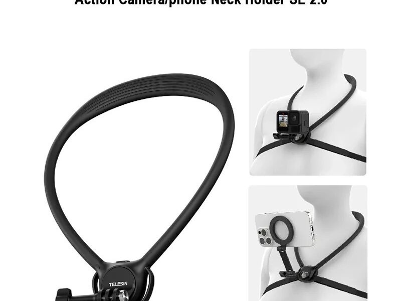 1 TELESIN Neck Holder Mount SE 2.0 - 2-in-1 POV Neck Strap with Air Cushion & Chest Stabilizer - Quick-Switch Horizontal/Vertical for GoPro, DJI & Smartphones