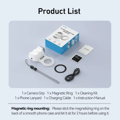 Main_09 TELESIN Fun Shot Magnetic Camera Grip 2 - Ergonomic Bluetooth Smartphone Shutter Handle with Detachable Remote & 1/4" Tripod Mount for iPhone & Android