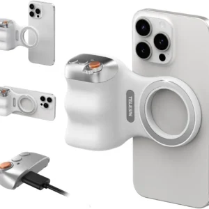 TELESIN Fun Shot Magnetic Camera Grip 2 - Ergonomic Bluetooth Smartphone Shutter Handle with Detachable Remote & 1/4" Tripod Mount for iPhone & Android