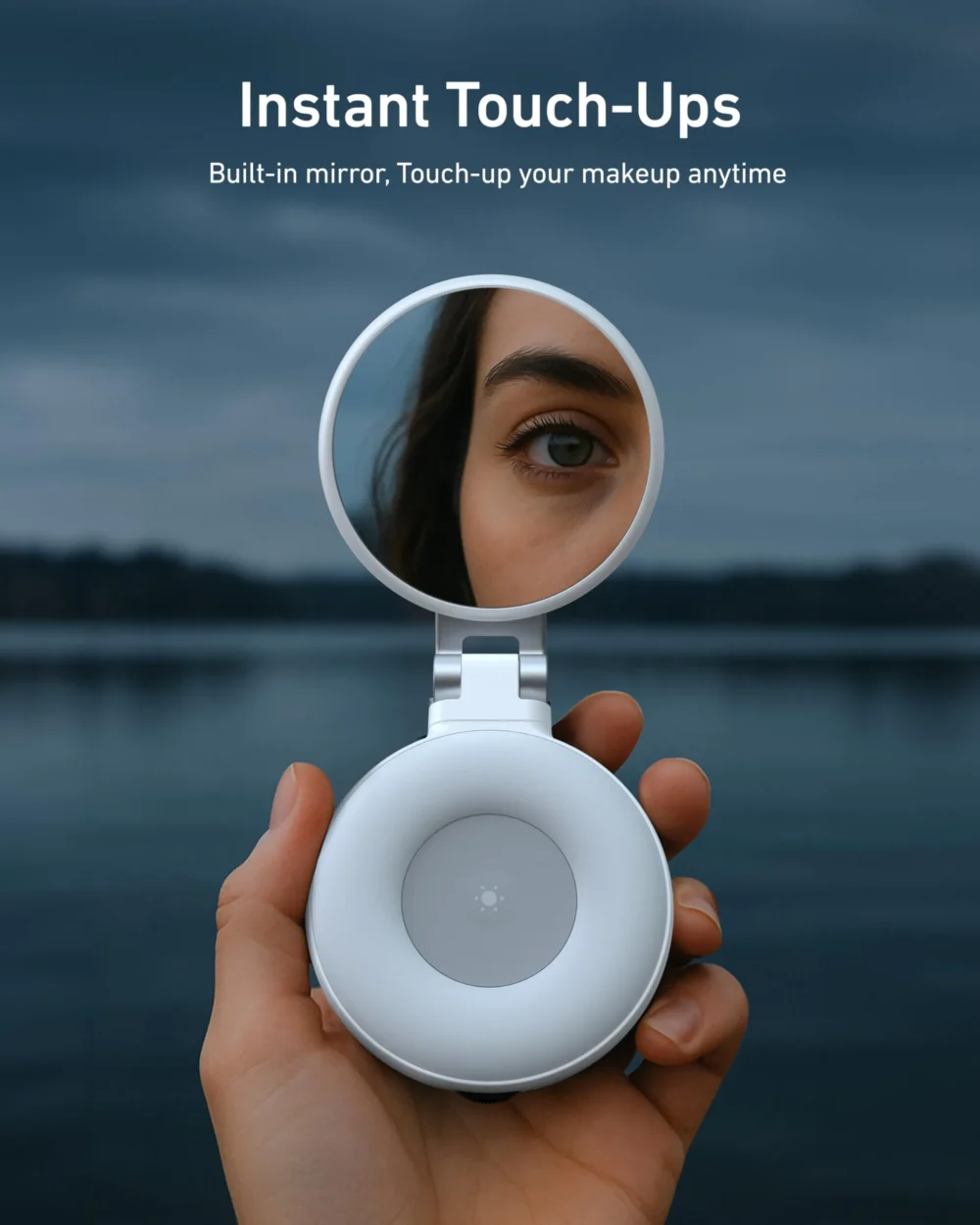 Main_04 TELESIN C03 3-in-1 Magnetic Selfie Ring Light with Makeup Mirror & Integrated Phone Stand - CRI 97+ Pocket Fill Light for iPhone MagSafe & Android vlogging