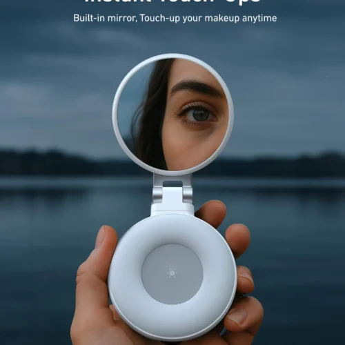 Main_04 TELESIN C03 3-in-1 Magnetic Selfie Ring Light with Makeup Mirror & Integrated Phone Stand - CRI 97+ Pocket Fill Light for iPhone MagSafe & Android vlogging