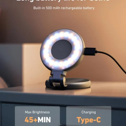 Main_06 TELESIN C03 3-in-1 Magnetic Selfie Ring Light with Makeup Mirror & Integrated Phone Stand - CRI 97+ Pocket Fill Light for iPhone MagSafe & Android vlogging