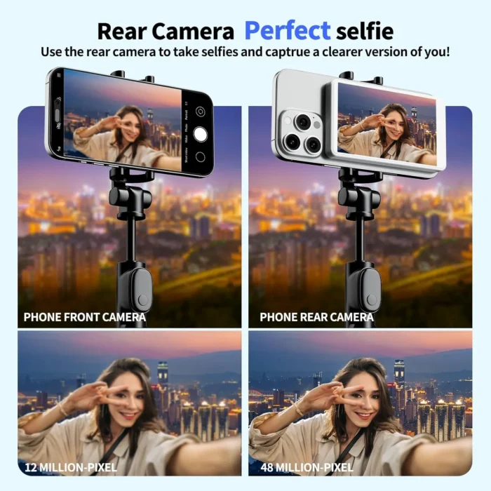 FMC Wireless Magnetic Selfie Monitor - 4K 30fps Real-Time Phone Mirroring Screen with Bluetooth Remote - Use Back Camera for Pro Vlogs & TikTok - iPhone & Android Compatible - Image 4