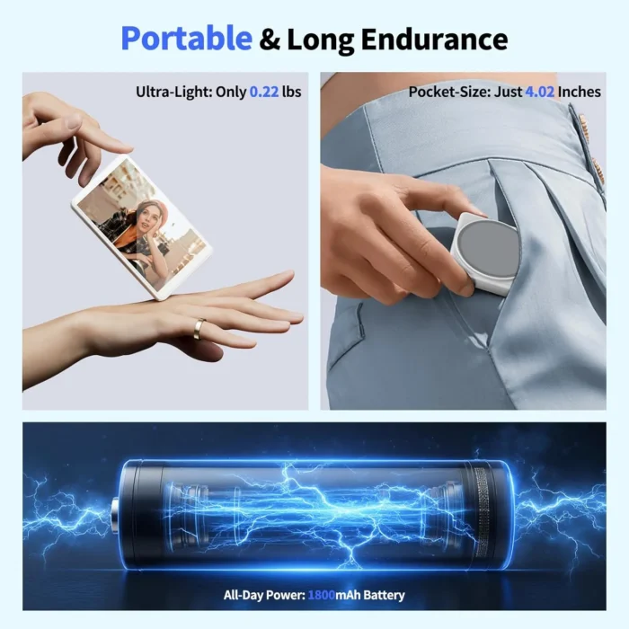 FMC Wireless Magnetic Selfie Monitor - 4K 30fps Real-Time Phone Mirroring Screen with Bluetooth Remote - Use Back Camera for Pro Vlogs & TikTok - iPhone & Android Compatible - Image 5