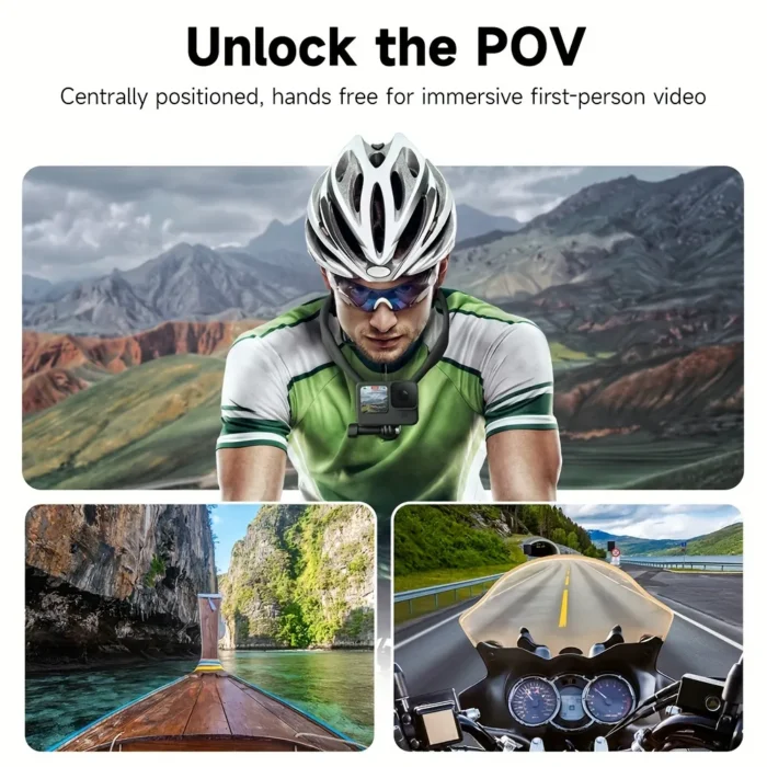 TELESIN Neck Holder Mount SE for GoPro, DJI Action & Smartphones - First-Person POV Silicone Neck Strap for Cycling, Fishing & Vlogging - Image 2