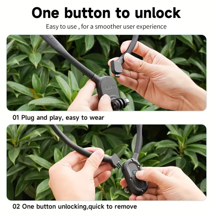 TELESIN Neck Holder Mount SE for GoPro, DJI Action & Smartphones - First-Person POV Silicone Neck Strap for Cycling, Fishing & Vlogging - Image 6