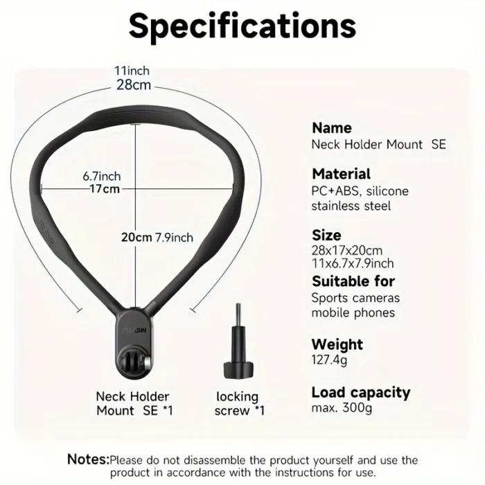 TELESIN Neck Holder Mount SE for GoPro, DJI Action & Smartphones - First-Person POV Silicone Neck Strap for Cycling, Fishing & Vlogging - Image 8